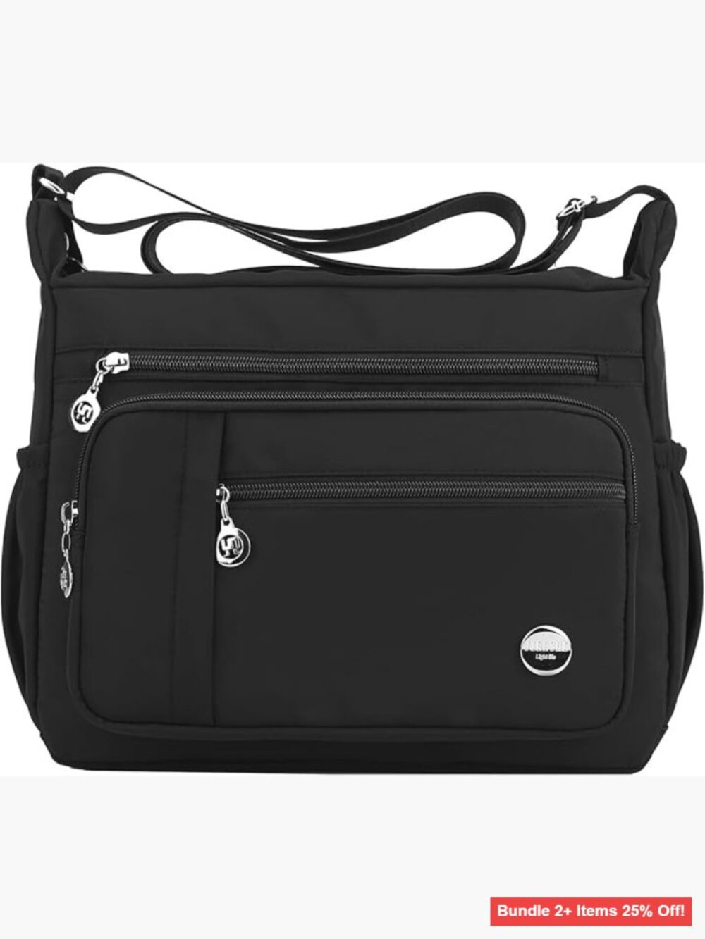 Lightweight Water Resistant Crossbody Bag Multi Pocket Anti Theft Shoulder Purse